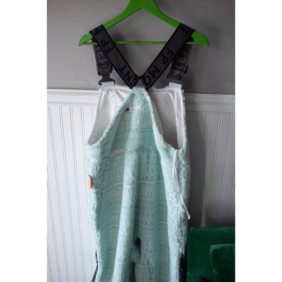 Free People Movement Hit The Slopes Salopette Fleece Overalls Mint Large - Picture 6 of 6
